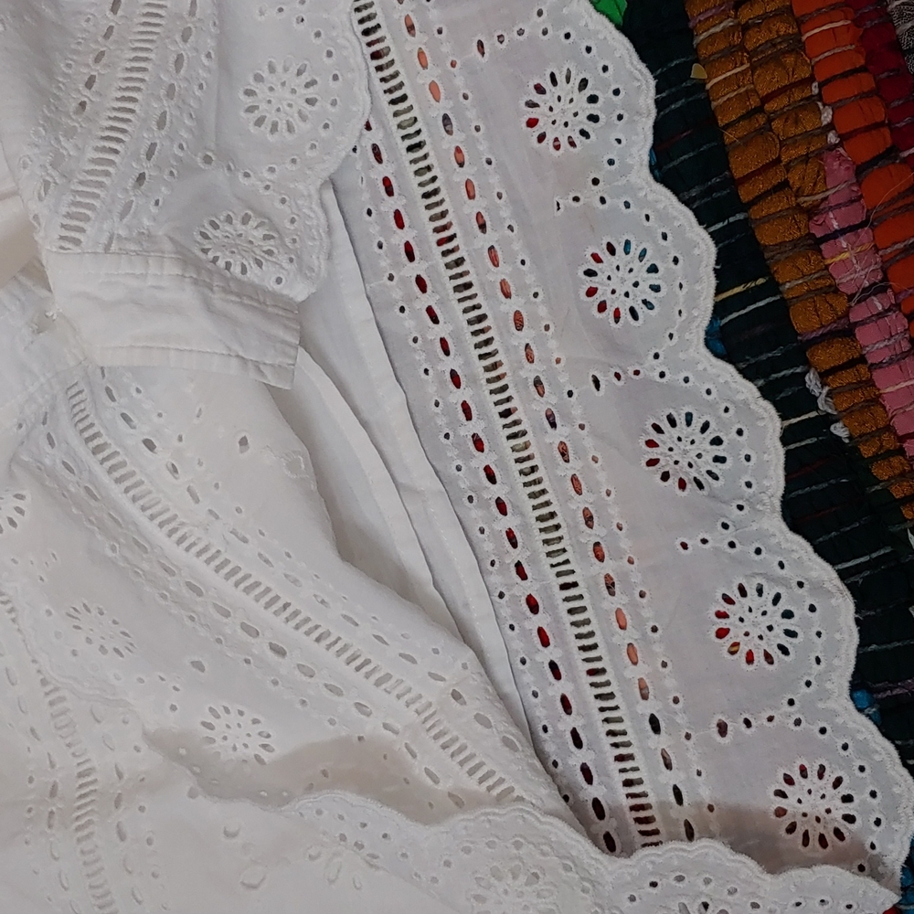 Veronica Beard White Eyelet Button-Down Mini Dress - Picture 8 of 15